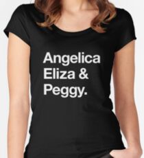 Helvetica Angelica Eliza and Peggy (White on Black) Women's Fitted Scoop T-Shirt