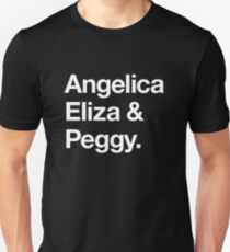 Helvetica Angelica Eliza und Peggy (Weiß auf Schwarz) Unisex T-Shirt