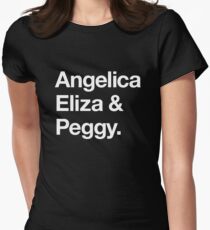 Helvetica Angelica Eliza and Peggy (White on Black) Women's Fitted T-Shirt