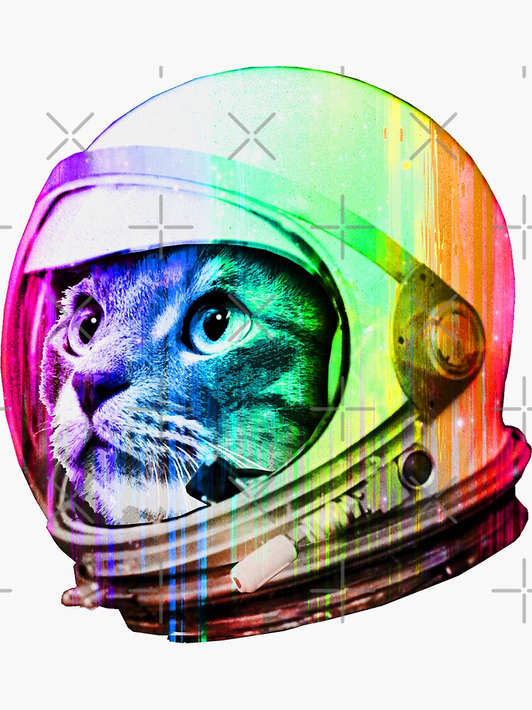 Astronaut Space Cat (digital rainbow version) by robotface