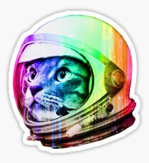 Pegatina Astronauta Space Cat (versión digital en arcoiris)