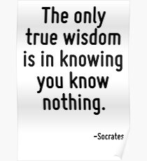 The only true wisdom is in knowing you know nothing. Poster