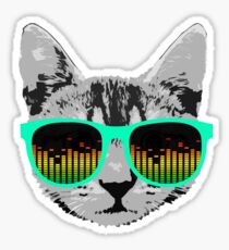 Lustige Musik Katze mit Brille Sticker