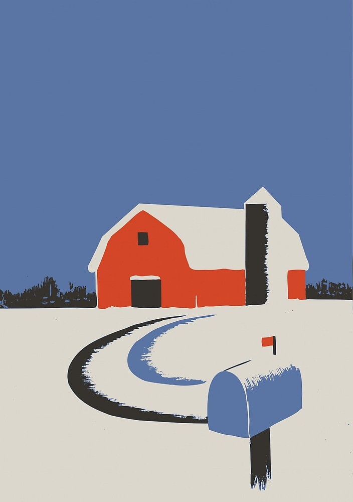 Colorful Barn And Silo Peaceful Winter Scene By Pdgraphics Redbubble