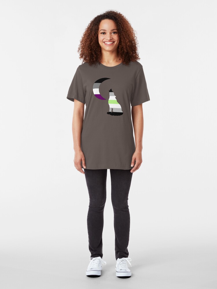 Vista alternativa de Camiseta ajustada Agender Ace Wolf y Moon