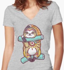 Camiseta entallada de cuello en V Mandala Sloth