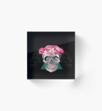Flower Crown Skull Acrylic Block