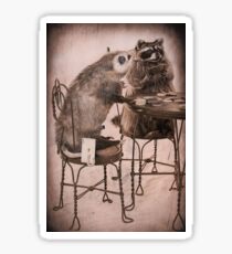 Opossum playing poker hiding Ace Sticker