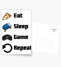 Eat, Sleep, Game, Repeat! 8bit Postcards