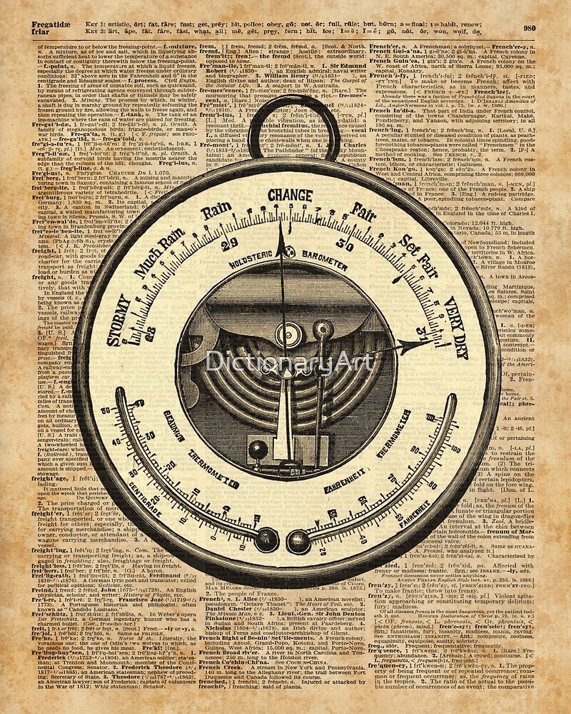 "Barometer Vintage Tool Dictionary Art" by DictionaryArt Redbubble