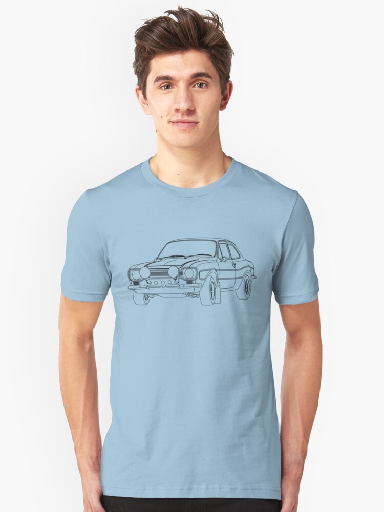 1970 Ford Escort Rs2000 Fast And Furious Paul Walkers Car Black Outline No Fill T Shirt By Adamasage