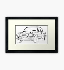 1970 Ford Escort RS2000 Fast und Furious Paul Walker Auto Black Outline keine Füllung. Gerahmtes Wandbild