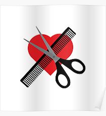 scissors & comb & heart Poster