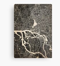 Hamburg map ink lines 2 Metal Print