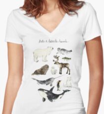 Arctic & Antarctic Animals Fitted V-Neck T-Shirt