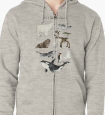 Arctic & Antarctic Animals Zipped Hoodie