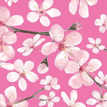 Artwork thumbnail, Pink Cherry Blossom watercolor floral by MagentaRose
