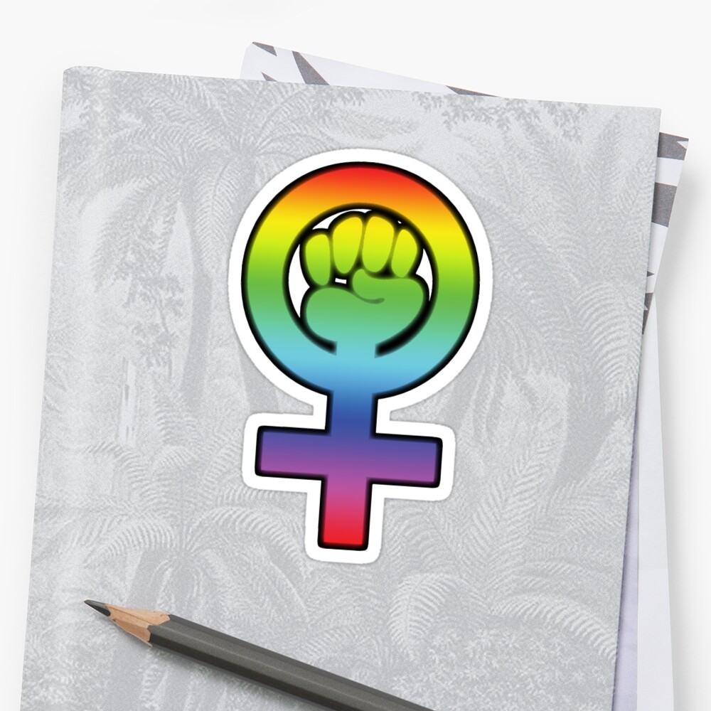 Womens Power Feminist Symbol 3 Rainbow Stickers By 321outright