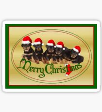 Vector Merry Christmas Rottweiler Puppies Greeting Card Sticker