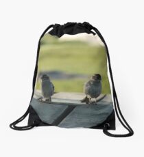Birds On The Docks Drawstring Bag