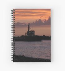 Tugging Along At Sunset Spiral Notebook