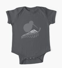 Kiwi-Vogel und ein Silberfarn Neuseeland Baby Body Kurzarm