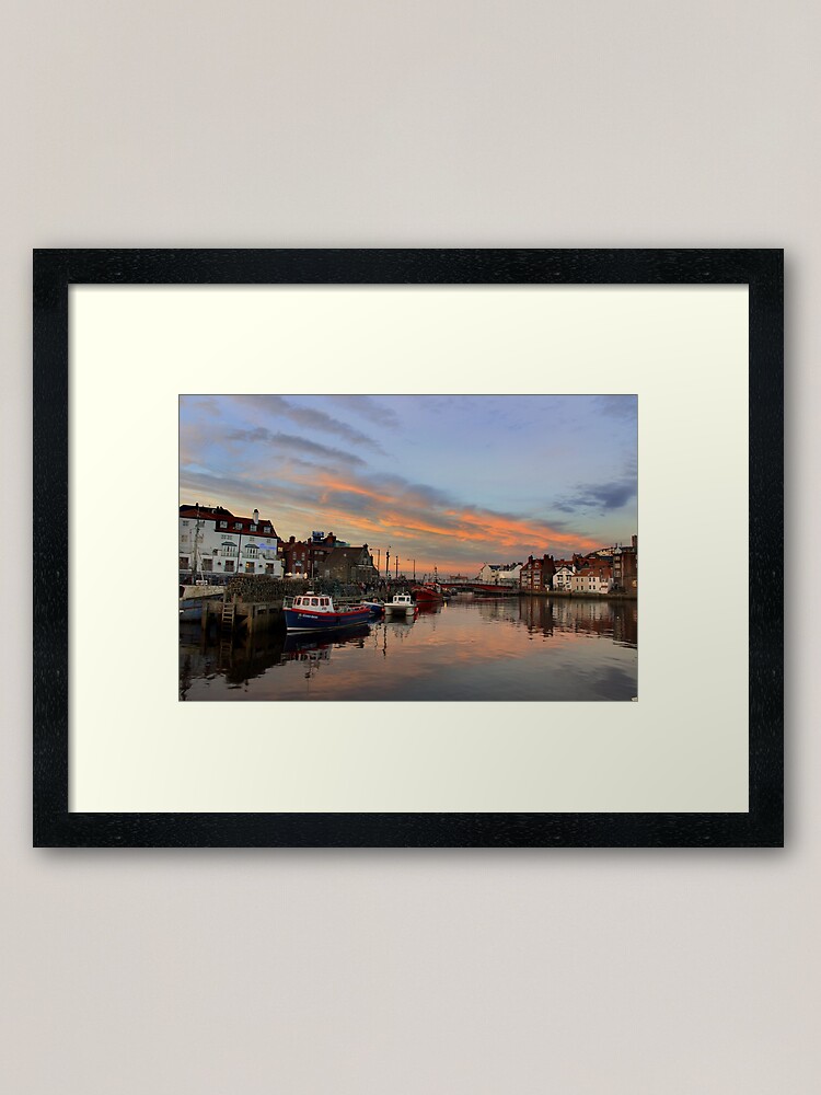Alternate view of Whitby Harbour at Sunset Framed Art Print