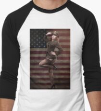 Sexy officer of the American forces in World War II Baseball ¾ Sleeve T-Shirt