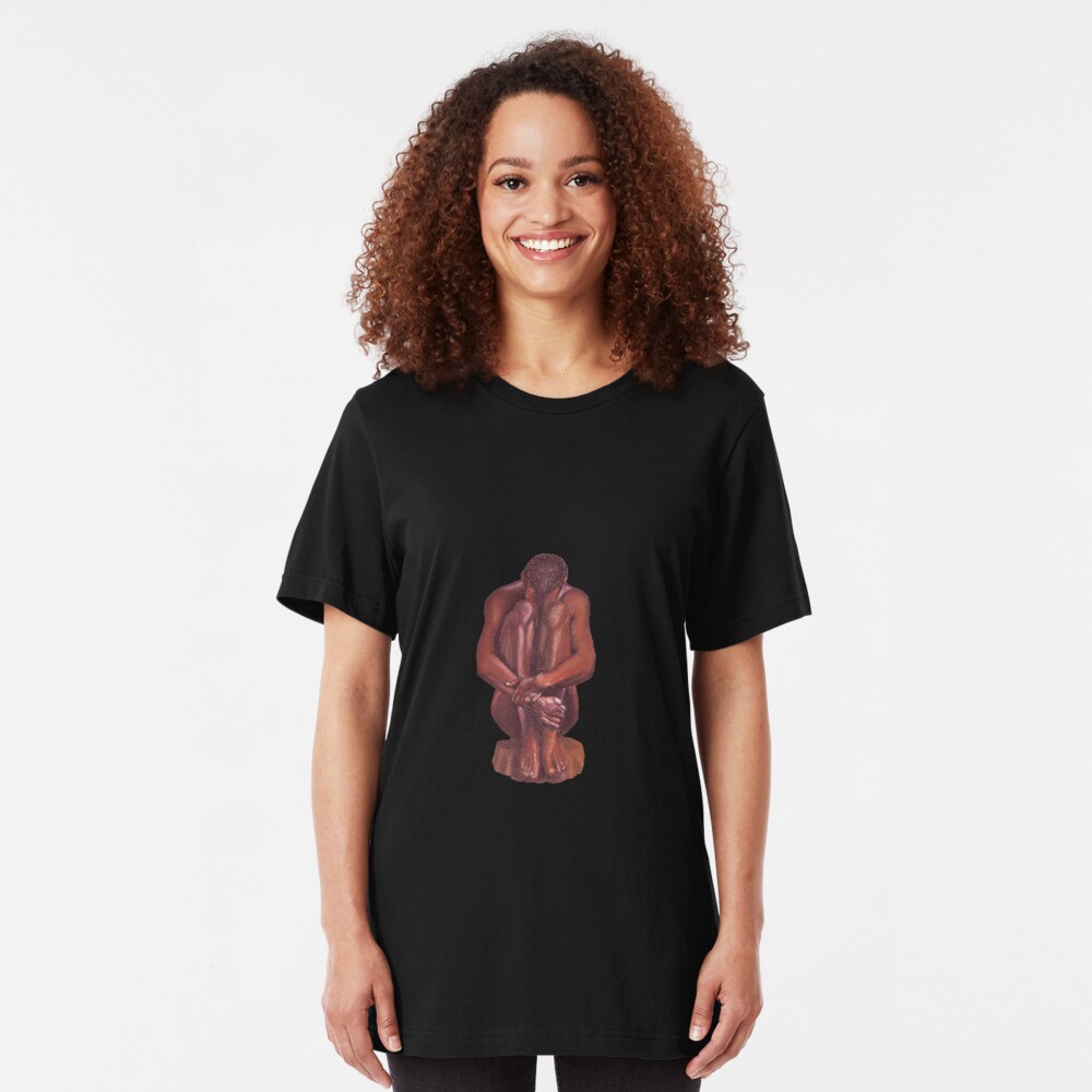 Nude seated man Slim Fit T-Shirt