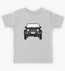 'Full Front Steel Bull Bar' Sticker / Decal Design for Jeep Wrangler Fans - Black Outline Kids Tee