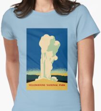 Yellowstone retro vintage cone geyser travel ad Women's Fitted T-Shirt