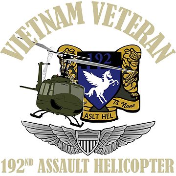 Artwork thumbnail, 192nd Assault Helicopter Vietnam Vet with Aviator Wings UH-1 by MilitaryVetShop