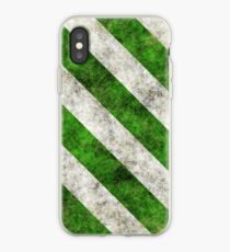 Grungy Green and White Diagonal Stripes iPhone Case