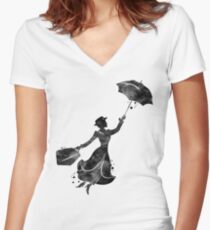 Mary Poppins Women's Fitted V-Neck T-Shirt