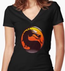 MORTAL KOMBAT PIXEL LOGO Women's Fitted V-Neck T-Shirt