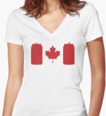 Beer Can-ada Women's Fitted V-Neck T-Shirt