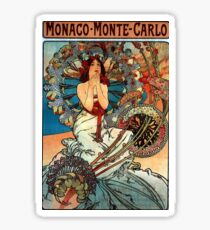 Vintage Mucha Art Nouveau Monaco Monte Carlo Sticker