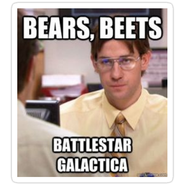 "Bears Beets Battlestar Galactica " Stickers by cbryt3 Redbubble