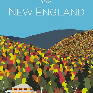 Artwork thumbnail, New England retro travel poster by Philcohnartist