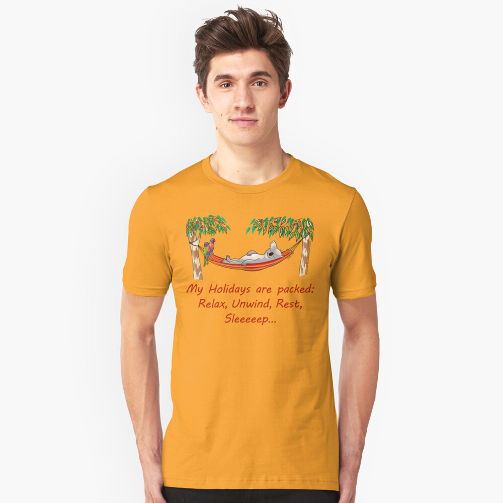 Hammock Sleeping Koala - My Holidays are packed Slim Fit T-Shirt