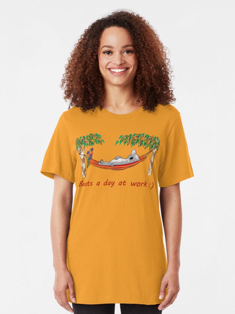 Alternate view of Hammock Sleeping Koala - Beats a day at work Slim Fit T-Shirt