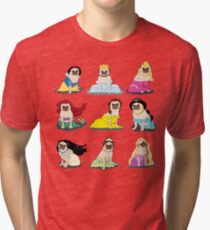 Pug Princesses Version 2 Tri-blend T-Shirt