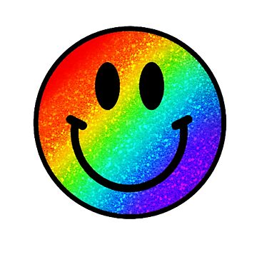 rainbow glitter smiley face Sticker for Sale by elizastreet