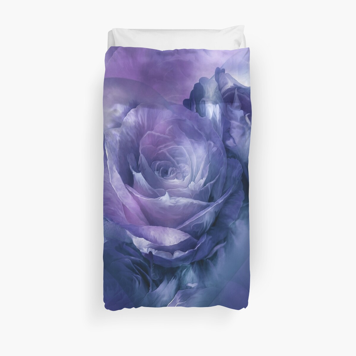 "Heart Of A Rose Lavender Blue " Duvet Covers by Carol Cavalaris