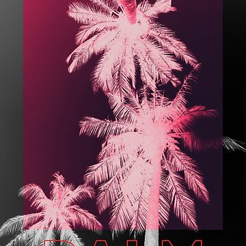 Artwork thumbnail, Inverse pink palm trees - modern style - black and white by Butterfly-Dream