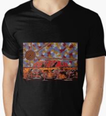 Uluru | Ayers Rock - Authentic Aboriginal Arts Men's V-Neck T-Shirt