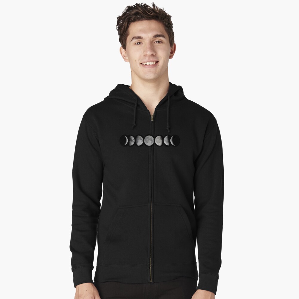Moon phases Zipped Hoodie