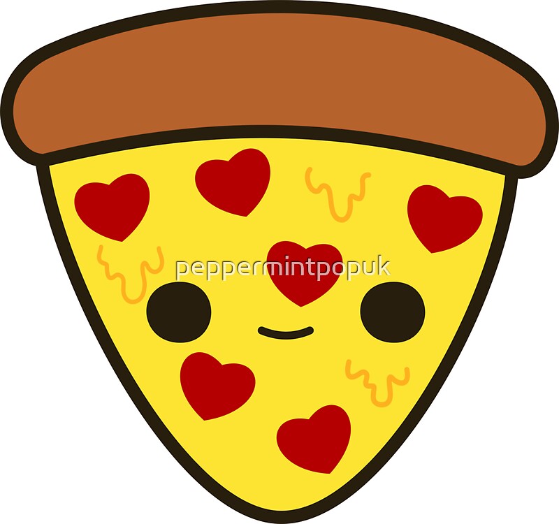  Cute pizza with heart toppings Stickers by 