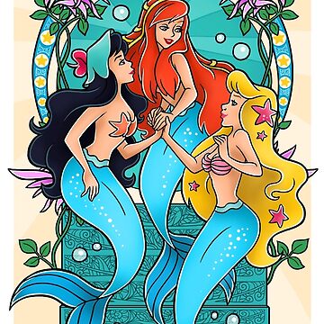 Neverland Mermaids Art Nouveau Sticker for Sale by PaolaTosca