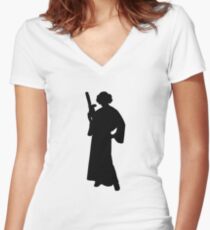 Star Wars Princess Leia Black Women's Fitted V-Neck T-Shirt